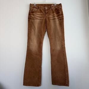 Brown corduroy low rise flare jeans